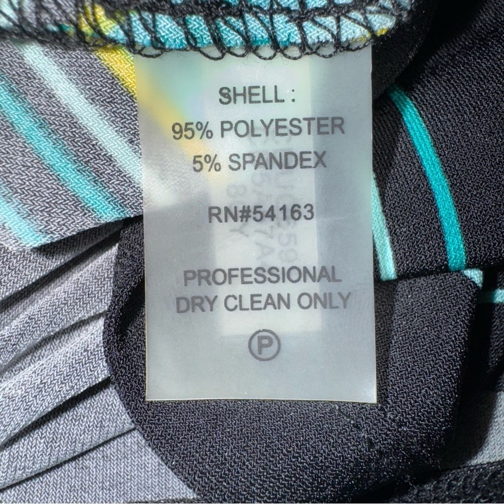Calvin Klein Sheath Dress Size 12 Blue Green Chevron Print Short Sleeve - Picture 5 of 6
